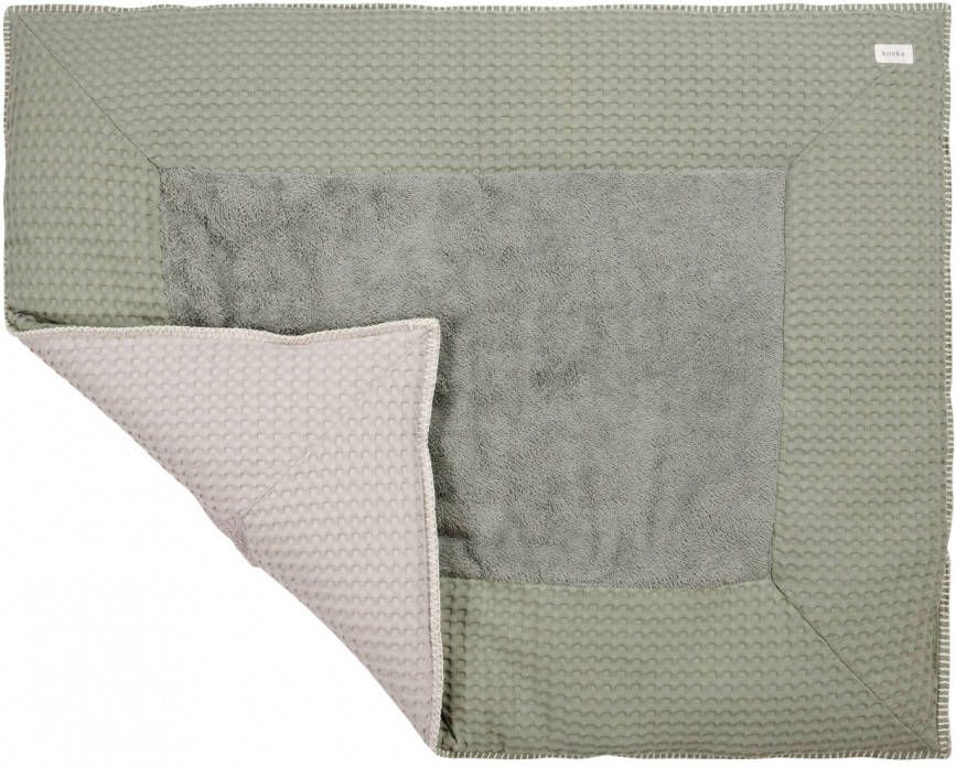 Koeka Boxkleed Wafel Amsterdam Shadow Green Misty Grey 80 x 100 cm