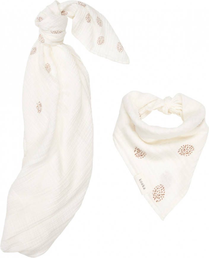 Koeka Wonder swaddle + spuugdoekje warm white