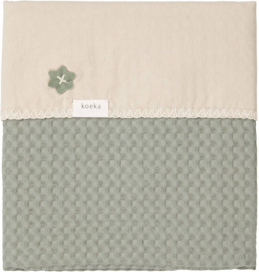 Koeka Antwerp baby wiegdeken flanel 75x100 cm shadow green/soft sand