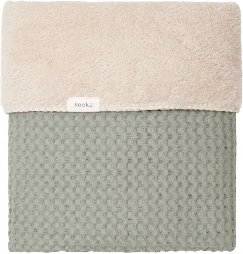 Koeka Oslo baby wiegdeken wafel/teddy 75x100 cm Shadow Green