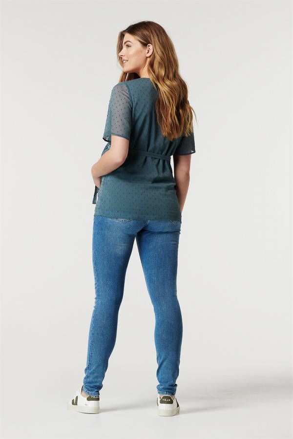 Noppies semi transparante zwangerschapstop Labelle blauw