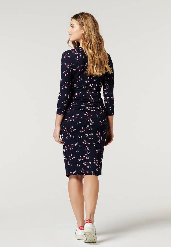 Noppies gebloemde zwangerschapsjurk Granite donkerblauw