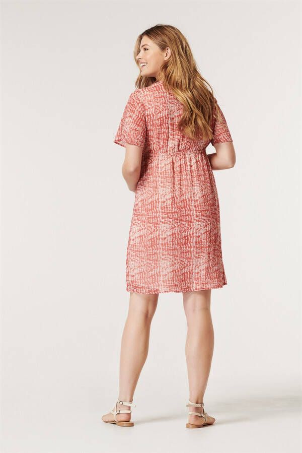 Noppies zwangerschaps en voedingsjurk Monette van gerecycled polyester rood/wit