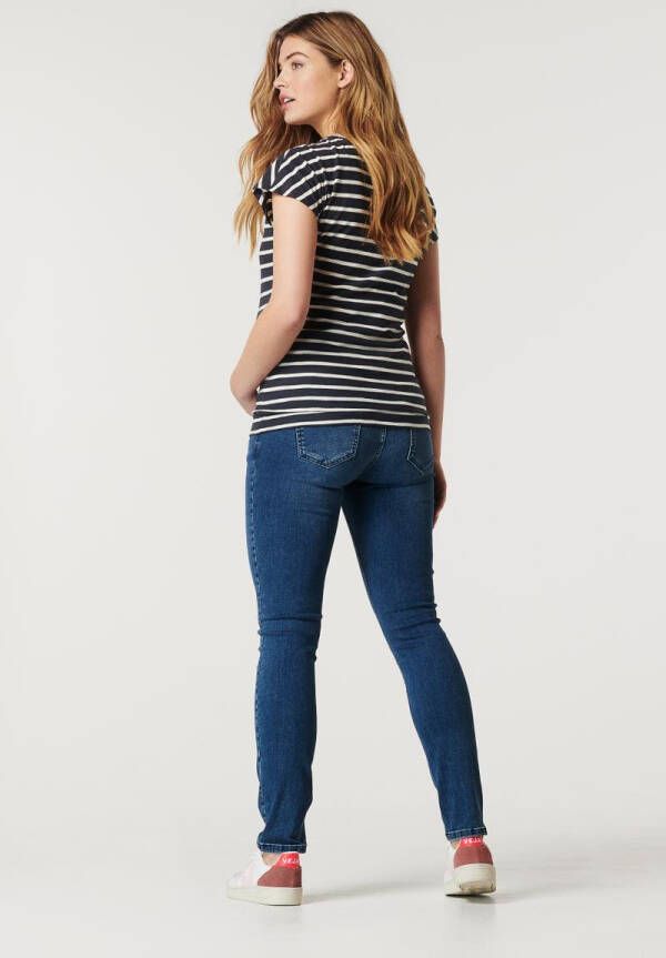 Noppies gestreept zwangerschapsshirt van biologisch katoen blauw/wit