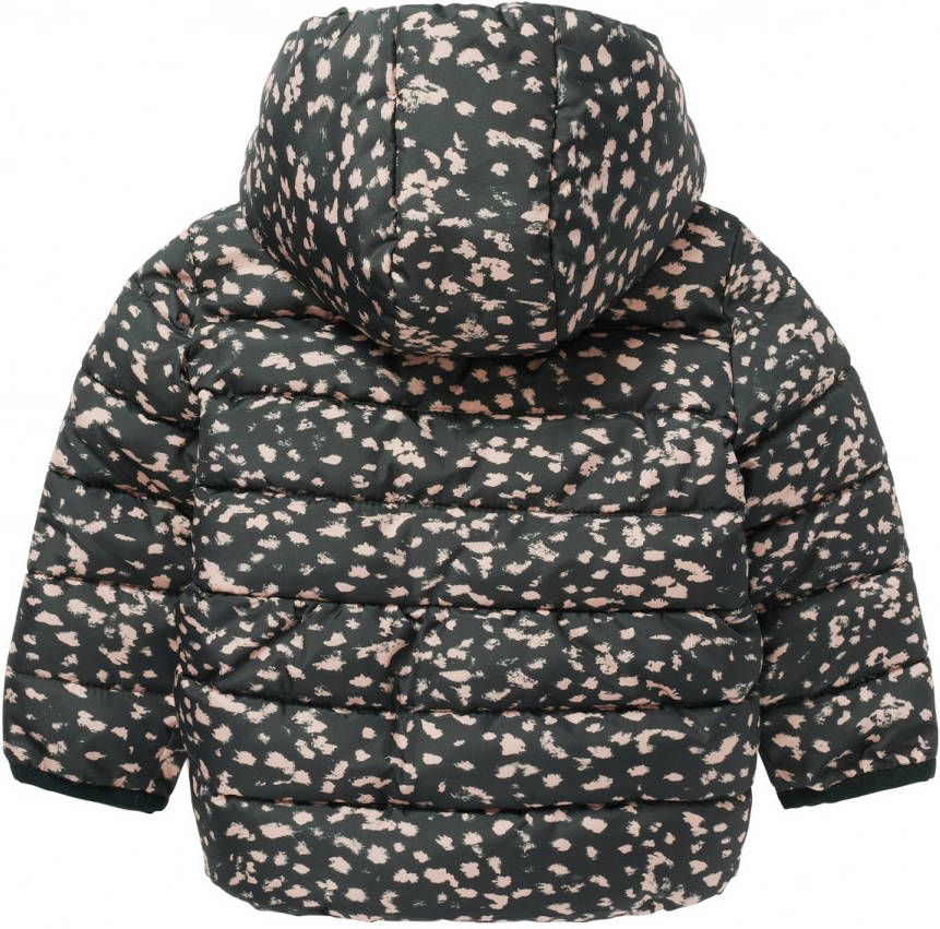 Noppies baby gewatteerde winterjas Augusta met all over print donkergroen