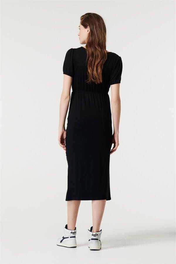 Supermom zwangerschaps en voedingsjurk met ceintuur zwart