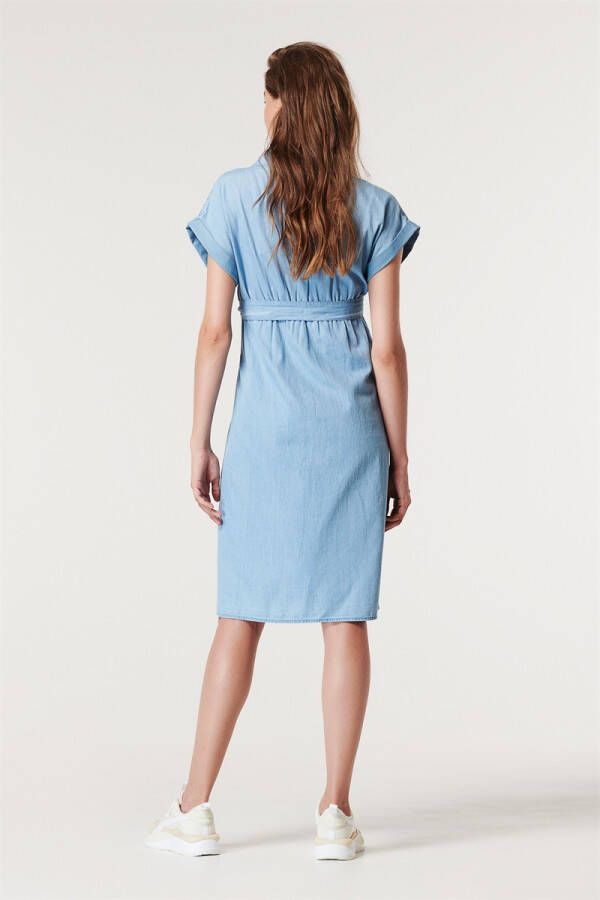 Supermom zwangerschaps en voedingsjurk met ceintuur blauw