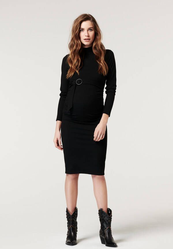 Supermom zwangerschapsjurk met ceintuur zwart