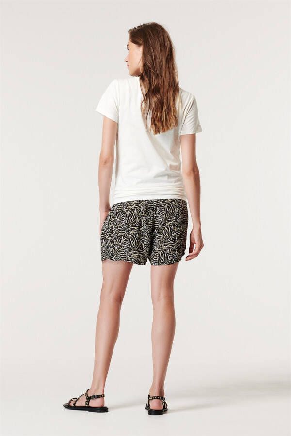 Supermom korte zwangerschapsbroek met all over print zwart/beige
