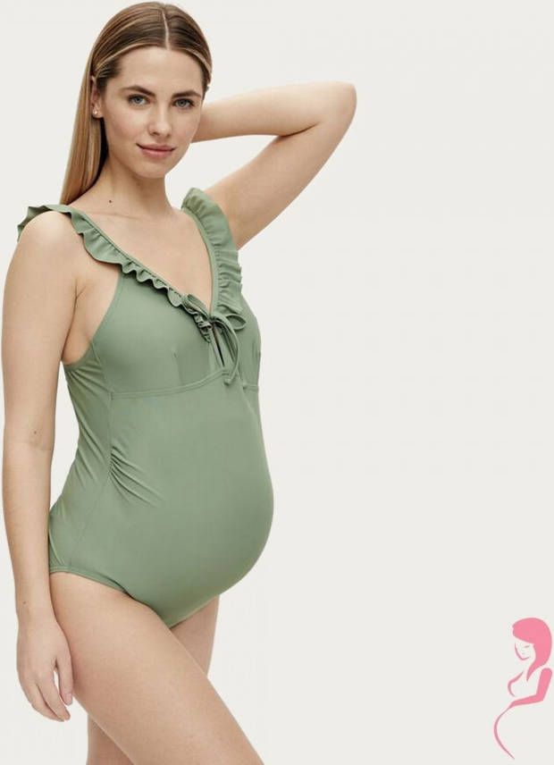 Mamalicious ZwangerschapsBadpak/PositieBadpak Anemone Ruffle Groen
