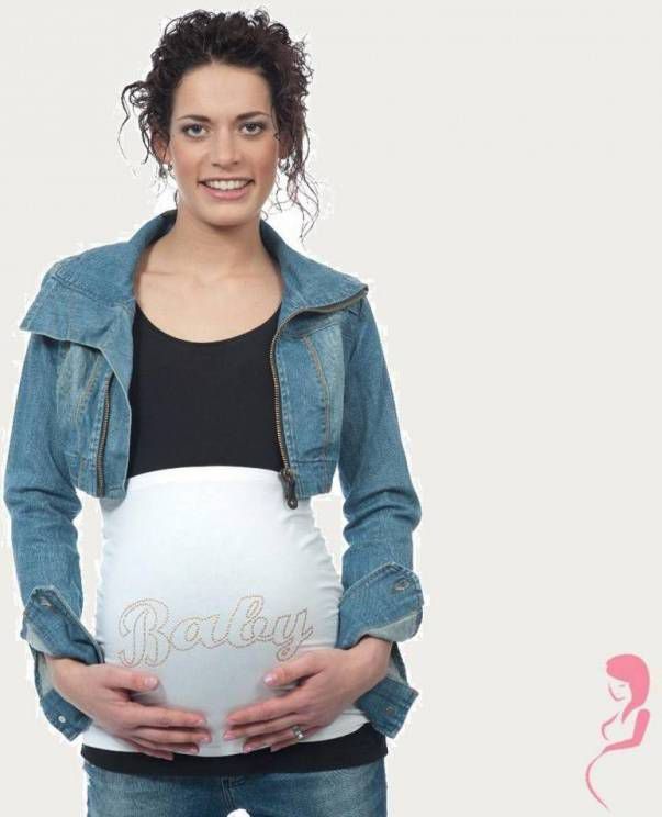 Op en Top Zwanger Zwangerschaps Buikband Baby Wit