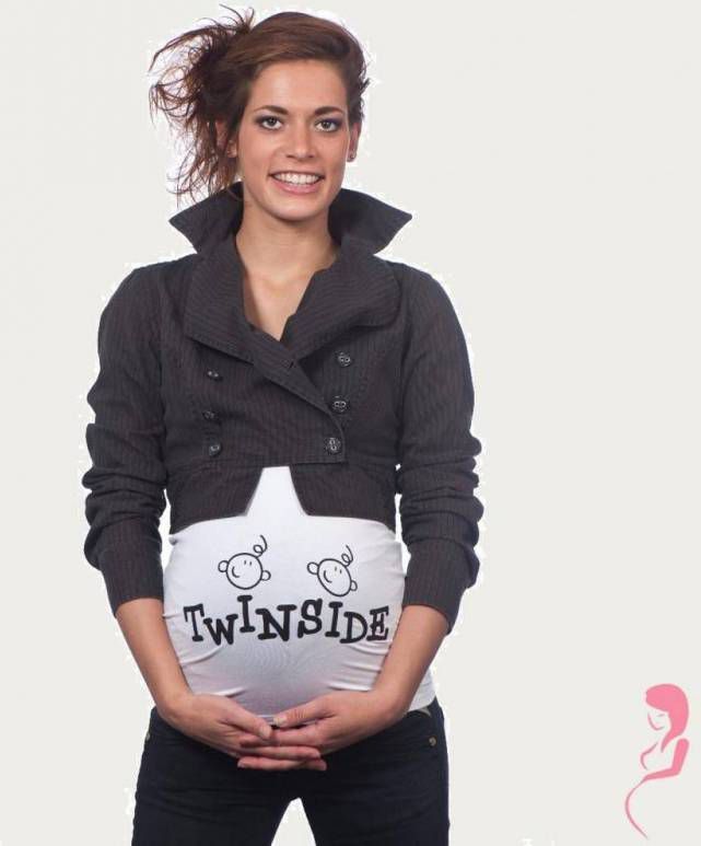 Op en Top Zwanger Zwangerschaps Buikband Twins Inside Wit