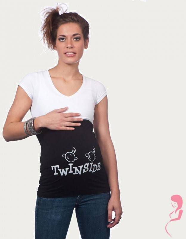 Op en Top Zwanger Zwangerschaps Buikband Twins Inside Zwart