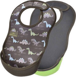 BIBETTA Neopreen Slab UltraBib®, Dinosaurus/warm grijs, 2 stuks