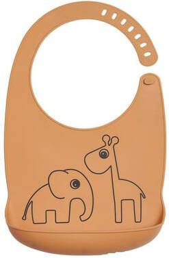 Done by Deer Baby Accessoires Silicone Bib Deer Friends Mosterdgeel