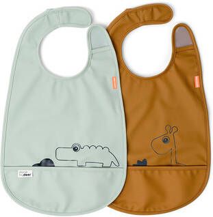 Done by Deer Baby Accessoires Bib W/Velcro 2 Pack Deer Friends Geel