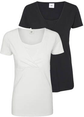 MAMALICIOUS zwangerschaps- en voedingstop Basics met biologisch katoen zwart/wit set van twee