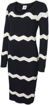 MAMALICIOUS fijngebreide zwangerschapsjurk met grafische print donkerblauw/wit