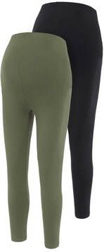 MAMALICIOUS zwangerschapslegging MLLEA set van 2 olijfgroen/zwart