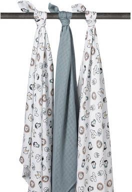 Meyco hydrofiele swaddles 120x120 cm (set van 3) animal/uni