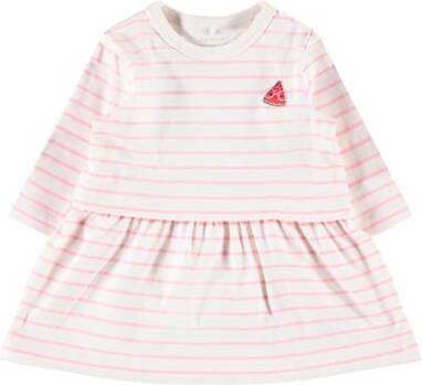 NAME IT BABY gestreepte jersey jurk Dilara wit/lichtroze