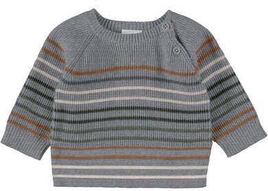 NAME IT BABY newborn baby gestreepte ribgebreide trui NBMSOPAS van biologisch katoen grijs/wit/bruin