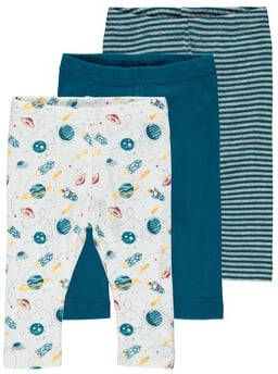 NAME IT BABY legging set van 3 blauw/groen