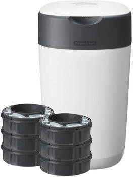 Tommee Tippee Twist & Click Advanced Luieremmer, incl. 6 cassettes met antibacterië, le Green folie van duurzame herkomst in wit