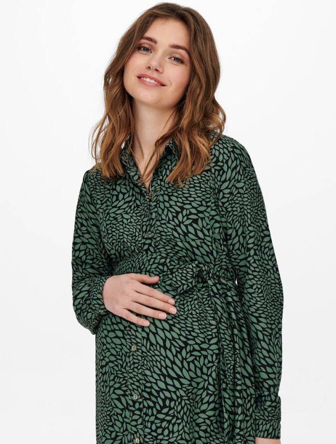 ONLY MATERNITY zwangerschaps en voedingsjurk OLMNOELLE van gerecycled polyester groen/zwart