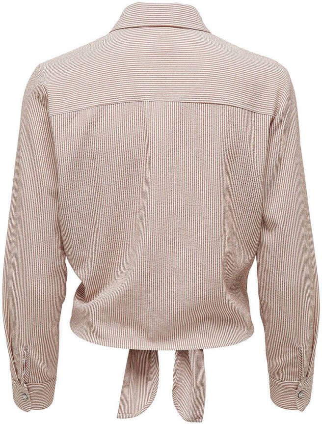 Only Olecey LS Stripe Knot DNM Shirt Toasted Coconut/CLOUD Dancer | Freewear Beige , Beige, Dames