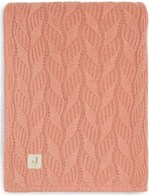 Jollein baby wiegdeken 75x100cm Spring knit rosewood/coral fleece