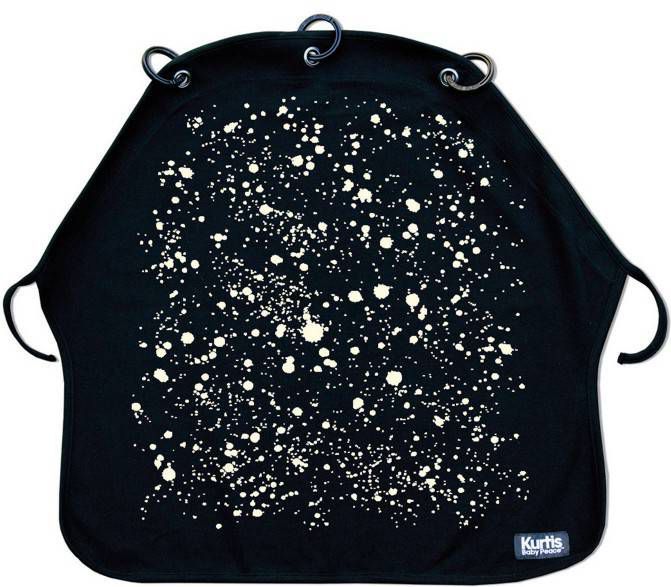 Kurtis Kinderwagengordijn Splash Wit Op Zwart