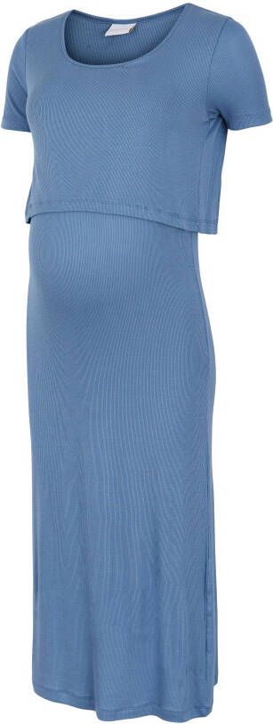 MAMALICIOUS ribgebreide zwangerschaps en voedingsjurk MLSANNY blauw