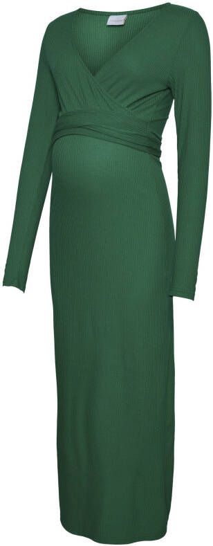 MAMALICIOUS ribgebreide zwangerschaps en voedingsjurk Zif met ceintuur groen