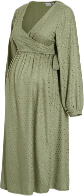 MAMALICIOUS zwangerschaps en voedingsjurk MLCILLE met stippen groen