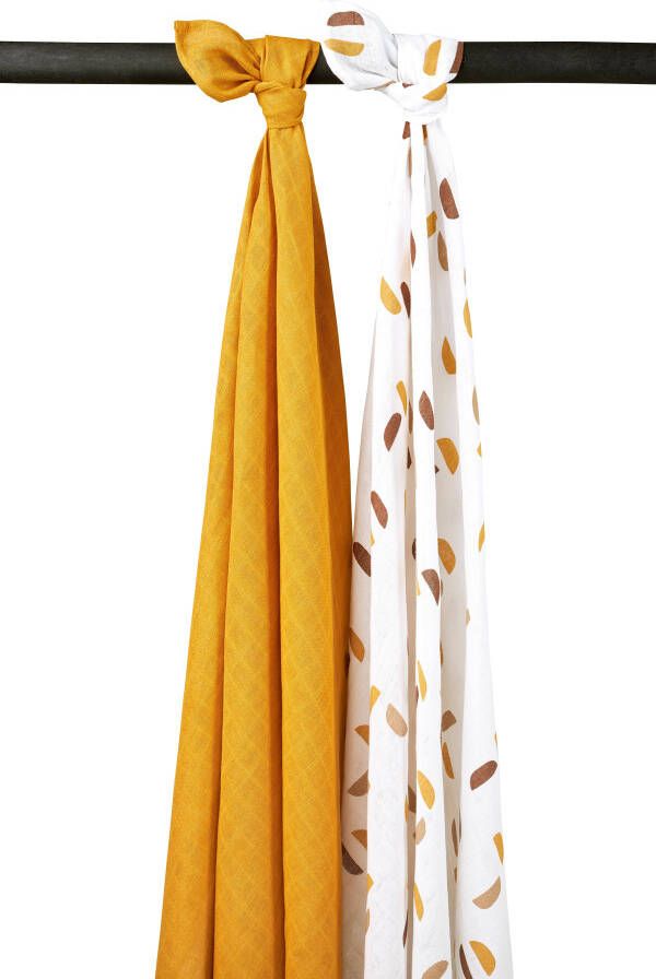 Meyco swaddle Shapes set van 2 120x120 cm honey gold