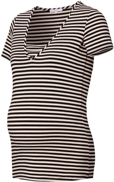 Noppies gestreepte zwangerschaps en voedingstop Easton zwart/ecru