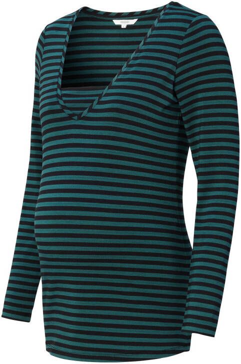 Noppies gestreepte zwangerschaps en voedingstop Inola donkergroen/zwart