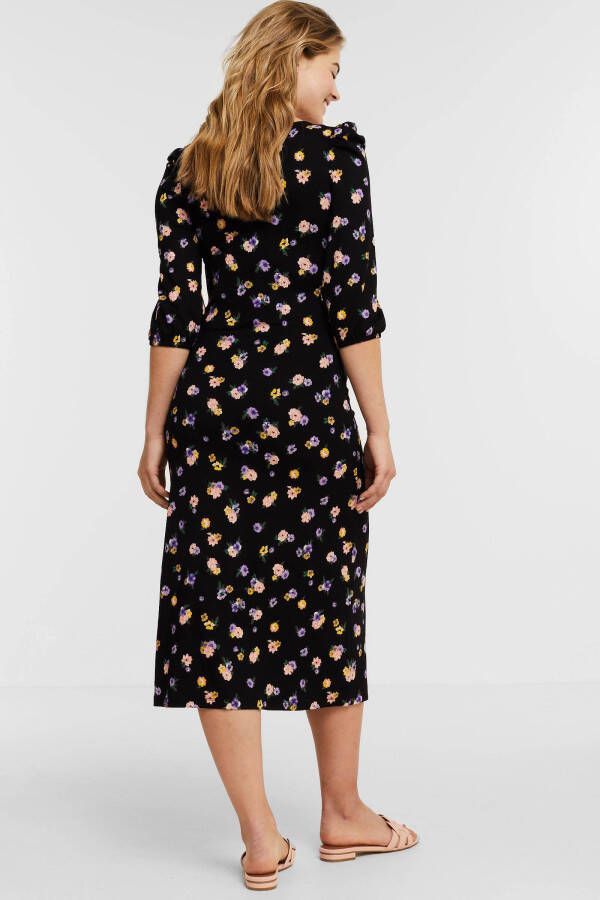 ONLY MATERNITY gebloemde zwangerschaps en voedingsjurk OLMCHER zwart/roze/geel