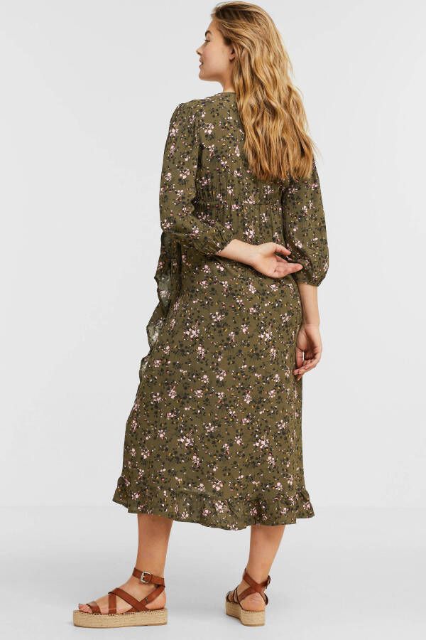 PIECES Maternity gebloemde zwangerschaps en voedingsjurk PMHARMONY groen