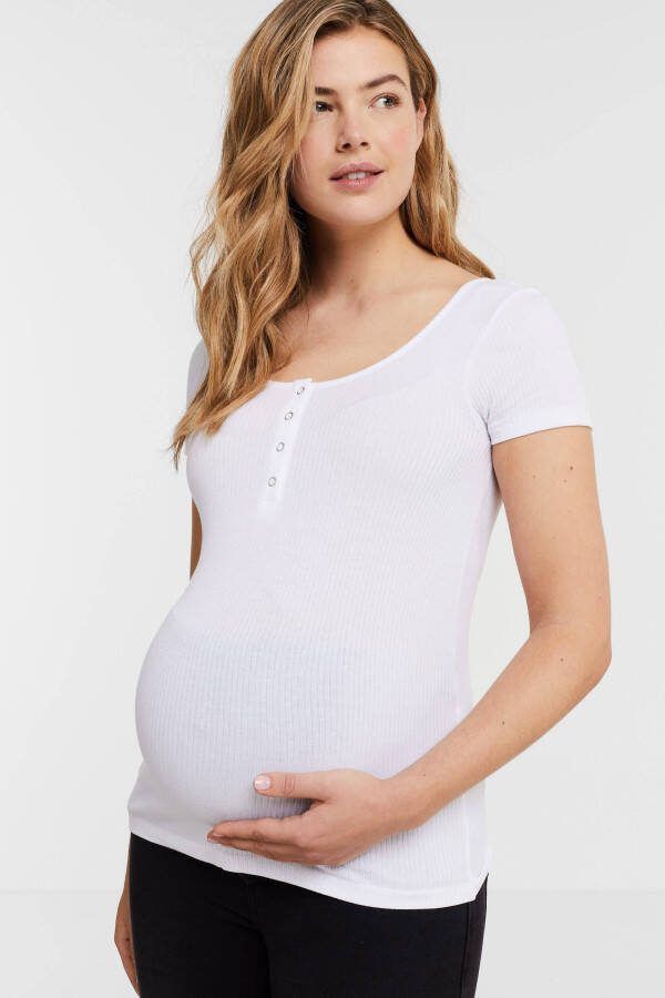 PIECES Maternity zwangerschaps en voedingstop PMKITTE wit