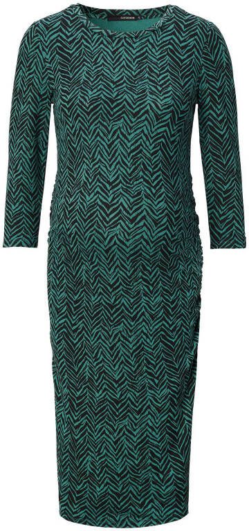 Supermom zwangerschapsjurk met all over print en plooien groen